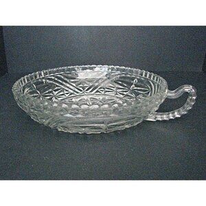 1960 Anchor Hocking Nappy Dish Bowl Stars and Bars Handle Candy 6x1.5" Vintage